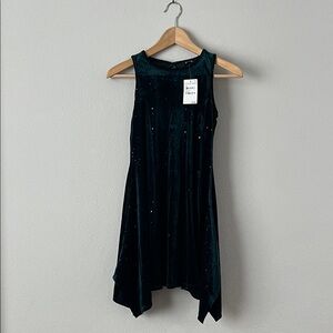Zunie Nordstrom Girls Velvet Sequins Green Sleeveless Dress Size 12